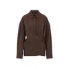 Lemaire Straight Collar Twisted Cotton Shirt In Brown
