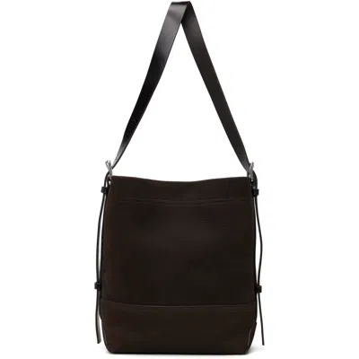 Lemaire Brown Small Belted Tote In Br007 Ebony Brown