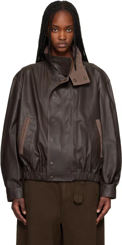 Lemaire Brown Soft Blouson Leather Jacket