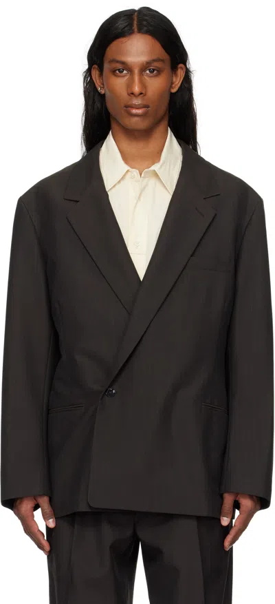 Lemaire Brown Soft Double Breasted Blazer