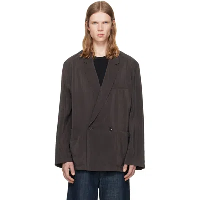 Lemaire Brown Soft Double Breasted Blazer. In Black