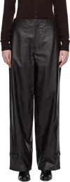 Lemaire Brown Soft Leather Trousers In Black