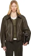 Lemaire Brown Soft Nappa Leather Jacket In Br440 Mushroom