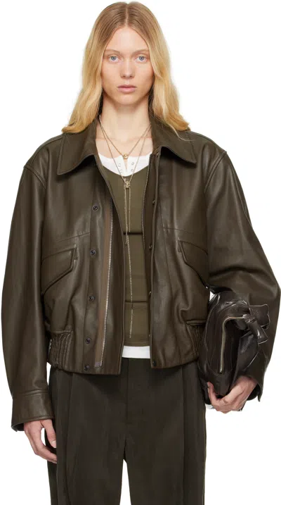 Lemaire Brown Soft Nappa Leather Jacket