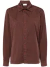 LEMAIRE BROWN SPREAD-COLLAR COTTON SHIRT