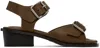 LEMAIRE BROWN SQUARE 35 HEELED SANDALS