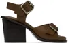 Lemaire Brown Square 80 Heeled Sandals In Br501 Dark Tobacco
