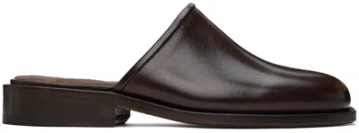 Lemaire Brown Square Mules In Br449 Dark Brown