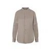 Lemaire Officer Collar Shirt In Brown