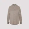 LEMAIRE BROWN SQUIRREL COTTON OFFICER COLLAR SHIRT