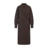 Lemaire Straight Collar Twisted Midi Dress In Brown