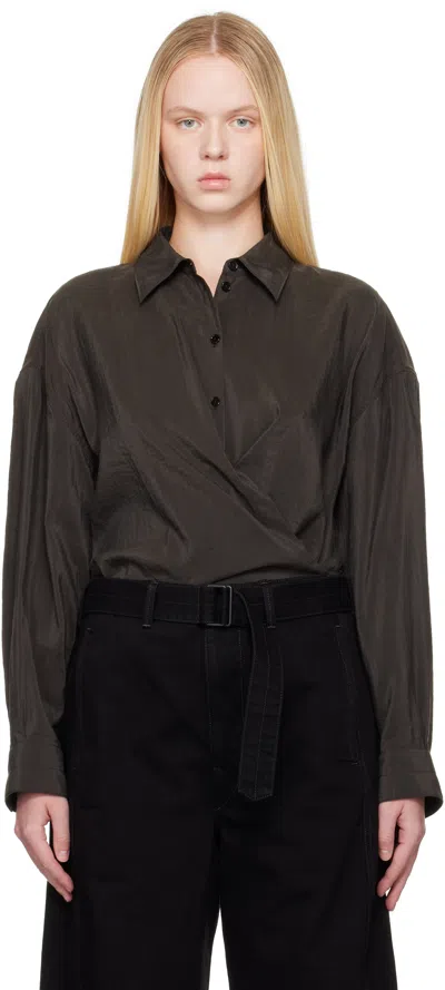 Lemaire Brown Straight Collar Twisted Shirt
