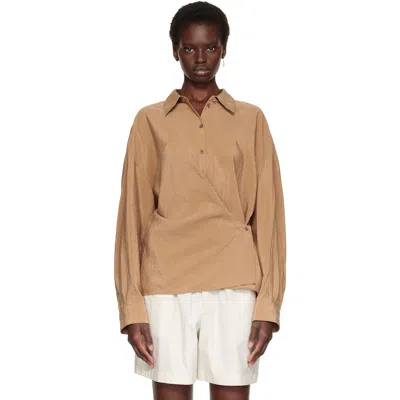 Lemaire Brown Straight Collar Twisted Shirt
