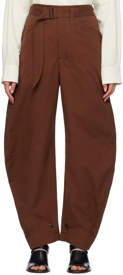 Lemaire Brown Tapered Trousers In Br401 Chocolate