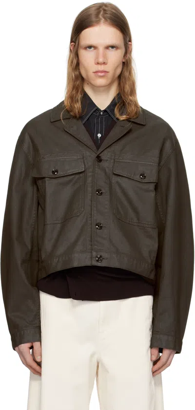 Lemaire Brown Trucker Denim Jacket In Br490 Dark Chocolate