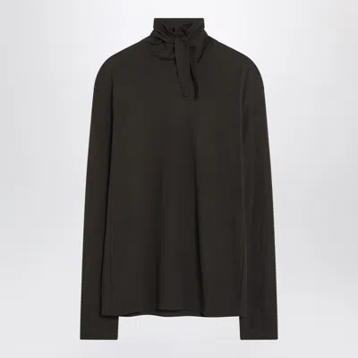 Lemaire Brown Turtleneck With Integrated Scarf Women In Black