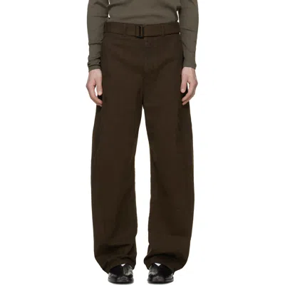 Lemaire Brown Twisted Belted Jeans