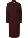Lemaire Woman Midi Dress Chocolate Brown Size 6 Cotton In Brown