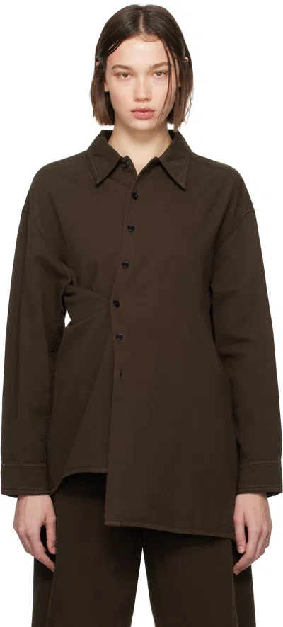 Lemaire Brown Twisted Denim Shirt In Br495 Espresso