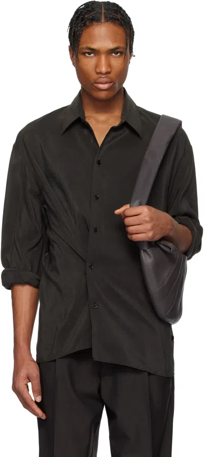 Lemaire Brown Twisted Shirt In Br507 Dark Espresso