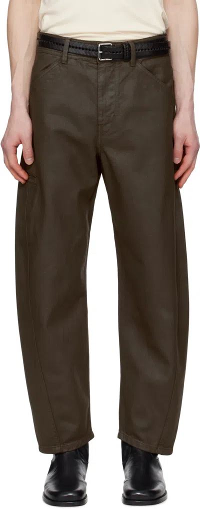 Lemaire Brown Twisted Workwear Jeans In Br490 Dark Chocolate