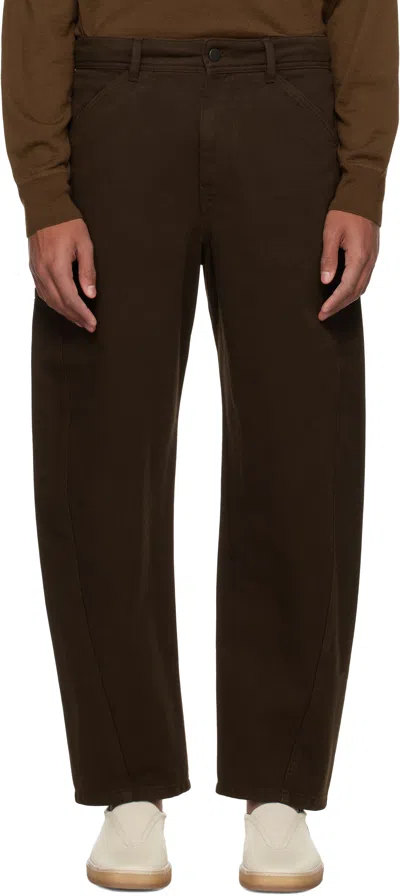 Lemaire Brown Twisted Workwear Jeans In Br495 Espresso