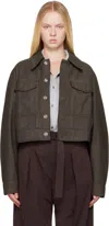 Lemaire Brown Two Pocket Cropped Denim Jacket