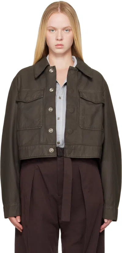 Lemaire Brown Two Pocket Cropped Denim Jacket