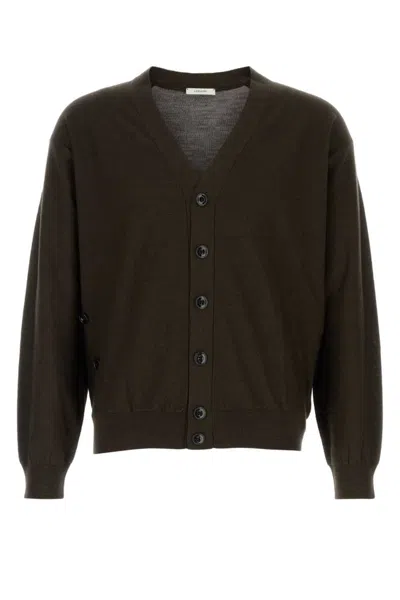 LEMAIRE BROWN V-NECK CARDIGAN