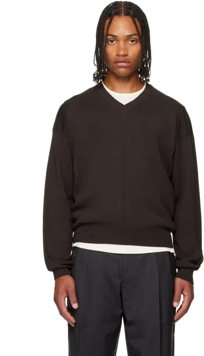 LEMAIRE BROWN V-NECK SWEATER