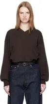 Lemaire Brown V Neck Sweater In Brown