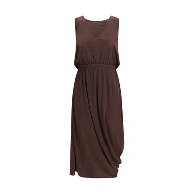 Lemaire Brown Viscose Casual Dress In Burgundy