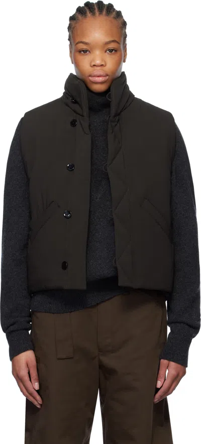 Lemaire Light Technical Viscose Bomber Vest In Dark Brown