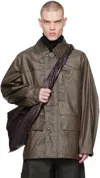 Lemaire Snap-buttoned Rain Jacket In Br501 Dark Tobacco