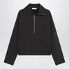 Lemaire Wool And Cotton-blend Zip-up Sweater In Black