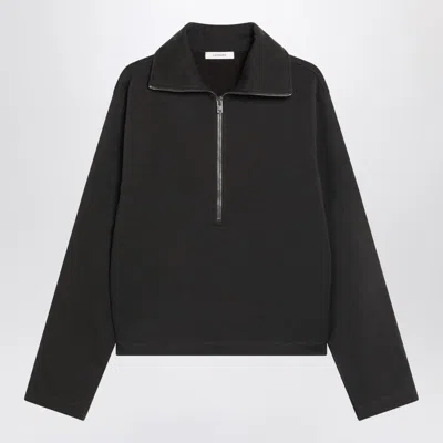 Lemaire Brown Wool-blend Zip Sweater Women In Black