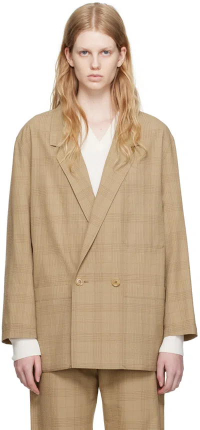 Lemaire Brown Workwear Blazer In Mu004 Brown / Yellow