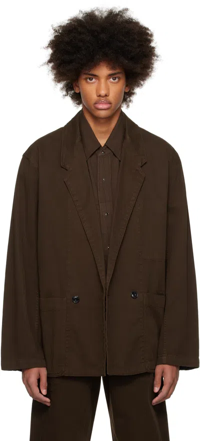 Lemaire Brown Workwear Denim Blazer In Br495 Espresso
