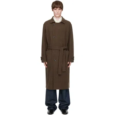 Lemaire Brown Wrap Double Wool Coat
