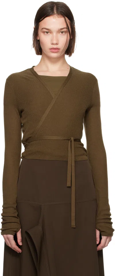 Lemaire Brown Wrapover Cardigan