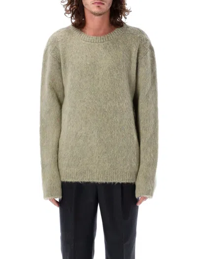 Lemaire Crew-neck Brushed-effect Jumper In Grey