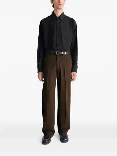 Lemaire Brushed Wide Trousers In Black