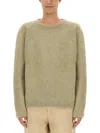 Lemaire Crew-neck Brushed-effect Jumper In Green