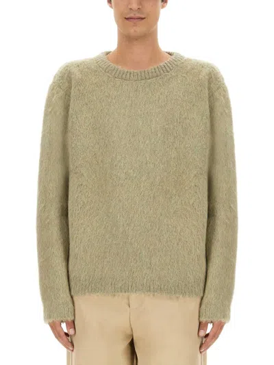 Lemaire Crew-neck Brushed-effect Jumper In Grey