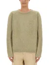 Lemaire Brushed Wool Sweater In Green