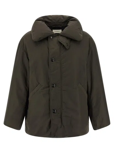 Lemaire Bubble Collar Down Jacket In Brown