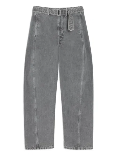 Lemaire Buckle-closure Panelled Trousers In Gray