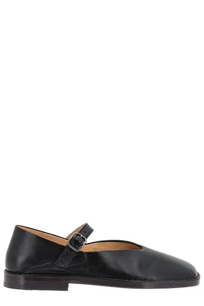 Lemaire Buckled Square Toe Shoes In Black