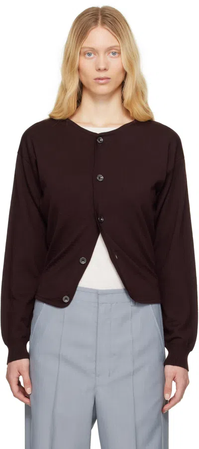 Lemaire Burgundy Fitted Cardigan In Pu870 Dark Plum
