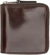 Lemaire Burgundy Patina Zip Compact Bi Fold Wallet In Br512 Ristretto
